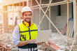 © Quality Stock Arts - portrait happy builder foreman work in construction site. senior worker project designer leader concept.