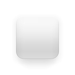 Fototapete - White abstract app icon, blank button template with realistic shadow and transparent background for design concepts, web sites, user interfaces, UI, applications, apps, mock-ups. Vector illustration.