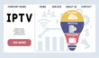 IPTV - Internet protocol television acronym. business concept background. vector illustration concept with keywords and icons. lettering illustration with icons for web banner, flyer, landing pag