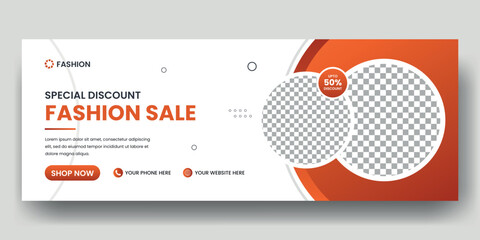 Wall Mural - Fashion sale social media facebook cover design and web banner layout template