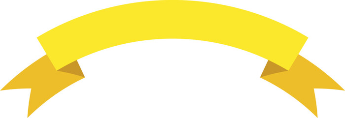 Yellow ribbon tag. Curved banner flag label