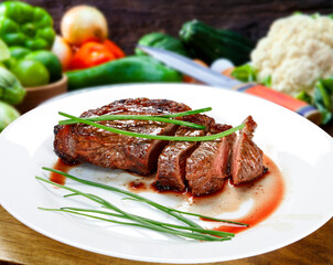 Wall Mural - sliced grilled steak served , Picanha