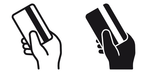 ofvs191 OutlineFilledVectorSign ofvs - hand holding credit card vector icon . payment . isolated transparent . black outline and filled version . AI 10 / EPS 10 . g11530