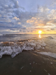 Wall Mural - orange bright color sunset over ocean
