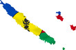 New Caledonia map with waving flag.