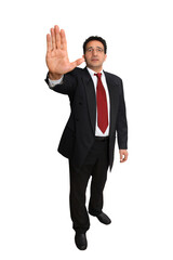 Wall Mural - gesture series: manager gives stop sign with hand.