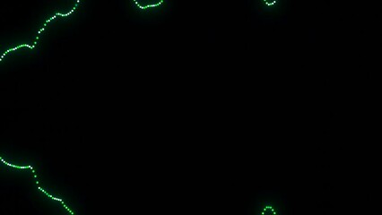 Poster - Lines with dots move to rhythm of music. Design. Rhythmic lines of dots move on black background. Dotted wavy lines move like equalizer