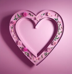 Wall Mural - Valentine's day heart shape frame, romance love greeting card background, product display