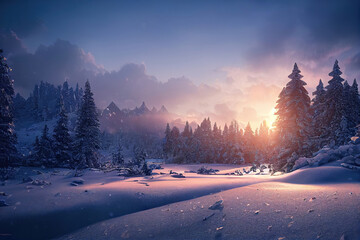 Wall Mural - snowy winter landscape