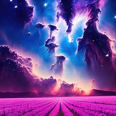 Wall Mural - Fantasy landscape in purple
