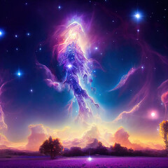 Wall Mural - Fantasy landscape in purple