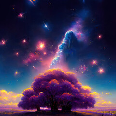 Wall Mural - Fantasy landscape in purple