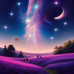 Wall Mural - Fantasy landscape in purple
