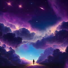 Wall Mural - Fantasy landscape in purple