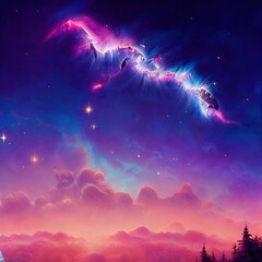 Wall Mural - Fantasy landscape in purple