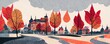 Orange autumn leaves town as wallpaper background design