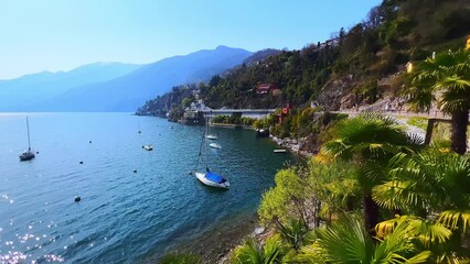 Canvas Print - Panorama of Lake Maggiore, Ascona, Switzerland