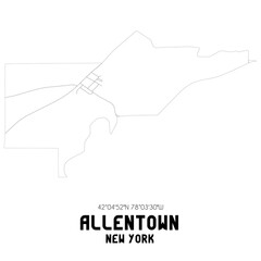  Allentown New York. US street map with black and white lines.
