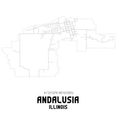  Andalusia Illinois. US street map with black and white lines.