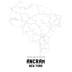  Ancram New York. US street map with black and white lines.