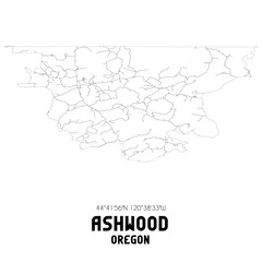  Ashwood Oregon. US street map with black and white lines.