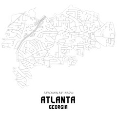  Atlanta Georgia. US street map with black and white lines.
