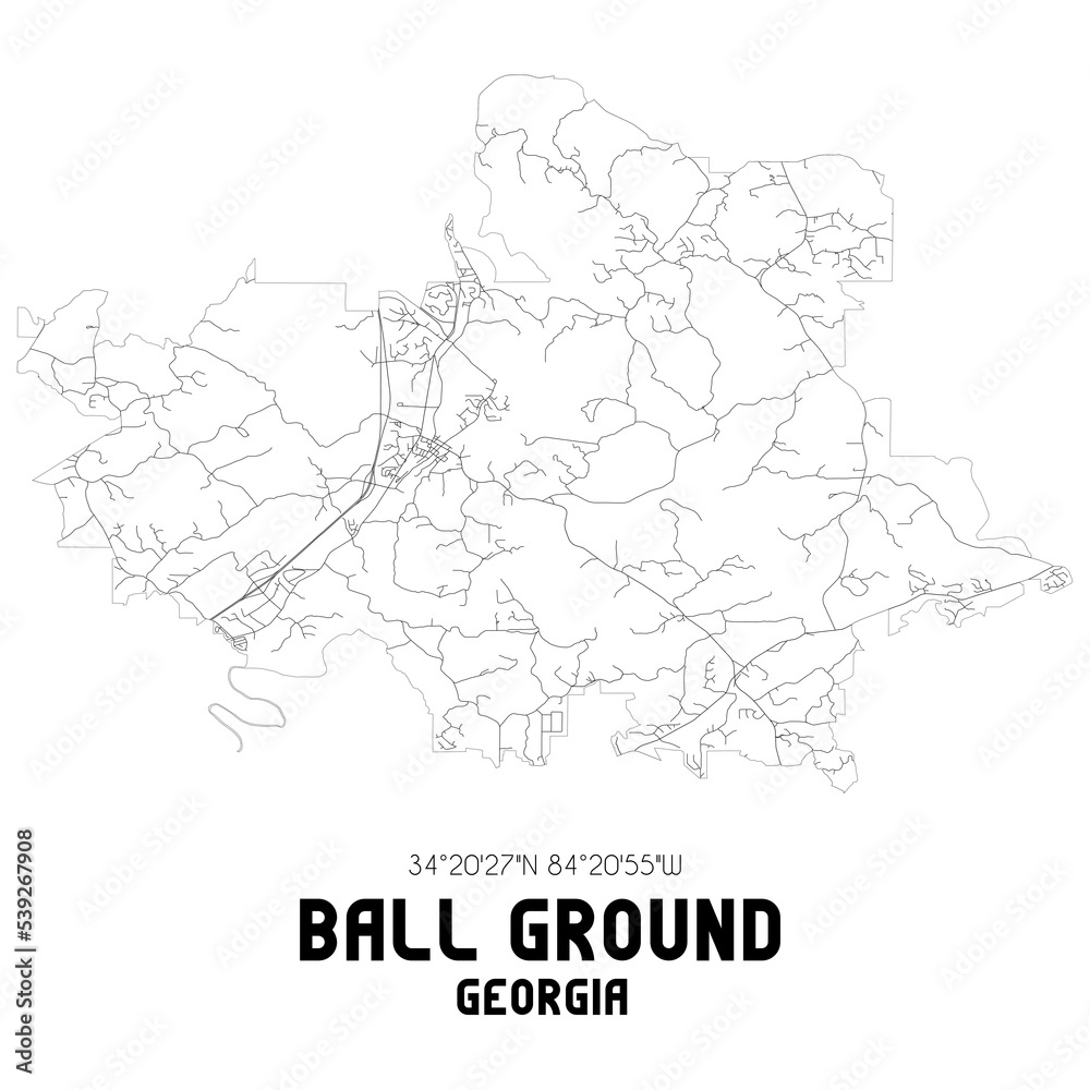 Ball Ground Georgia. US street map with black and white lines. Stock ...