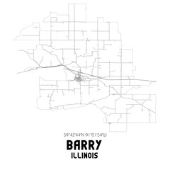  Barry Illinois. US street map with black and white lines.