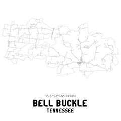  Bell Buckle Tennessee. US street map with black and white lines.