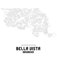  Bella Vista Arkansas. US street map with black and white lines.