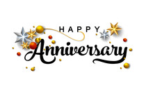 Happy Anniversary Lettering Text Banner. Lettering Anniversary With Golden Festive