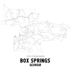  Box Springs Georgia. US street map with black and white lines.