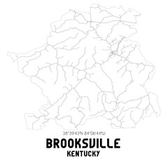  Brooksville Kentucky. US street map with black and white lines.