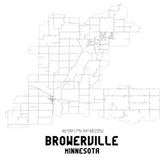  Browerville Minnesota. US street map with black and white lines.