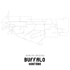  Buffalo Montana. US street map with black and white lines.