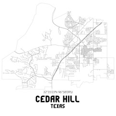 Wall Mural - Cedar Hill Texas. US street map with black and white lines.