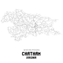 Chatham Virginia. US street map with black and white lines.