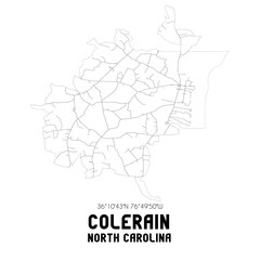  Colerain North Carolina. US street map with black and white lines.