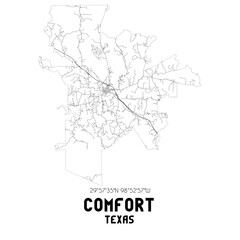  Comfort Texas. US street map with black and white lines.