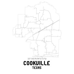  Cookville Texas. US street map with black and white lines.