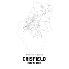Crisfield Maryland. US Street Map With Black And White Lines.