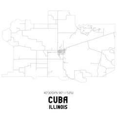  Cuba Illinois. US street map with black and white lines.