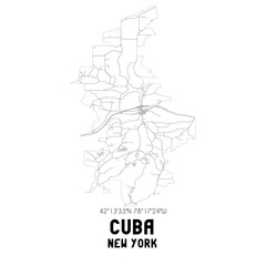 Cuba New York. US street map with black and white lines.