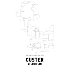  Custer Wisconsin. US street map with black and white lines.