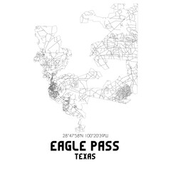  Eagle Pass Texas. US street map with black and white lines.
