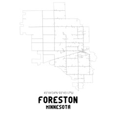  Foreston Minnesota. US street map with black and white lines.