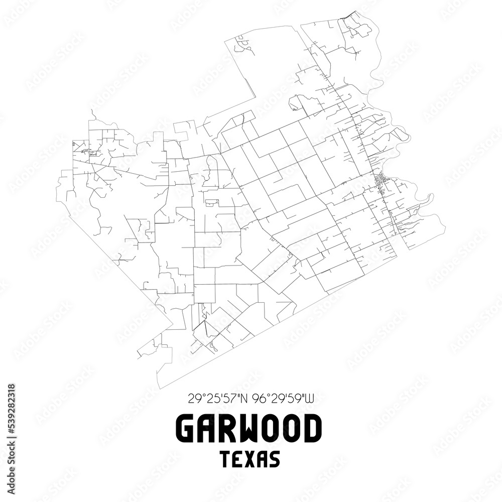 Garwood Texas. US street map with black and white lines. Stock ...