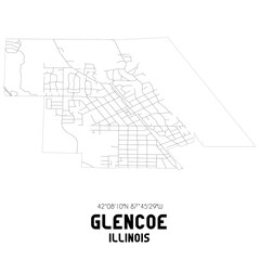  Glencoe Illinois. US street map with black and white lines.