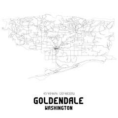  Goldendale Washington. US street map with black and white lines.