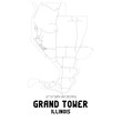 Grand Tower Illinois. US street map with black and white lines.